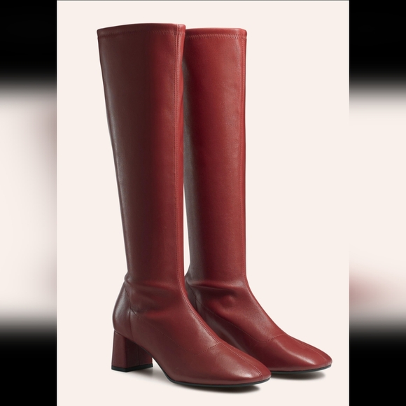 ME+EM Red Knee High Stretch Leather Boot 39 - Picture 2 of 16